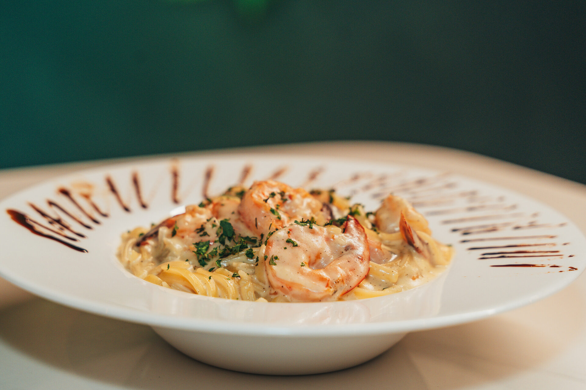 Linguini con camarones El Alba